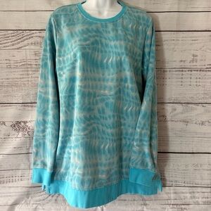 Lands' End Blue Serious Sweats  Sweatshirt Women’s Medium Tall MT 72% Cotton